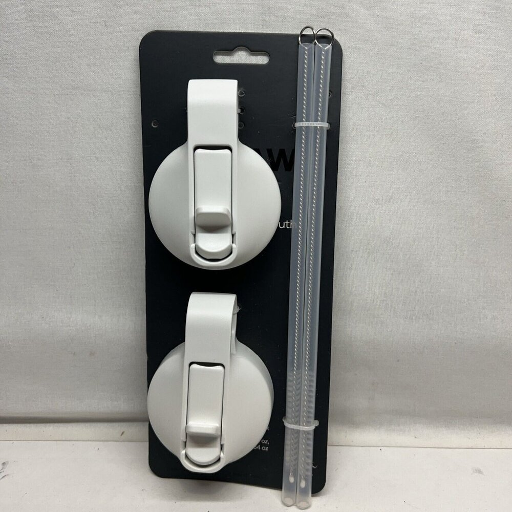 White Wide Mouth Straw Lid With Straw And Cleaner Fits All Wide Mouth